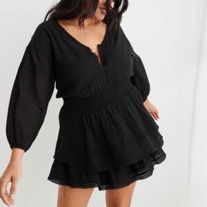 Aerie Rock ‘N’ Ruffle Black Mini Dress XS